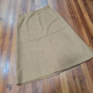 Max Studio Faux Suede Elastic Waist A-Line Skirt Midi Skirt Size Large